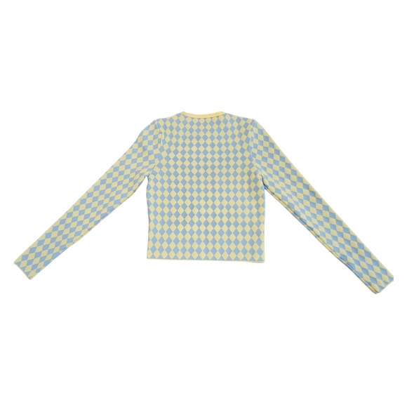 Zara Pastel Blue and Yellow Argyle Top - Picture 9 of 10